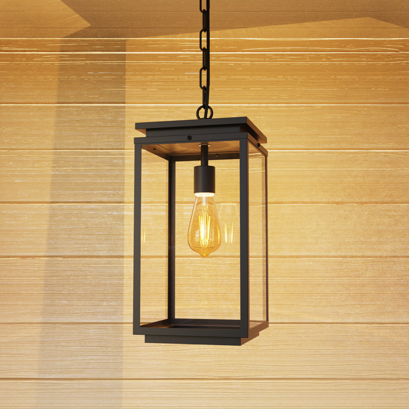 Outdoor Hanging Lantern,Weatherproof with Anti-rust Metal Frame,Classic 17" Large Outdoor Pendant Lantern for Porch,Entryways,Yard,Gazebo