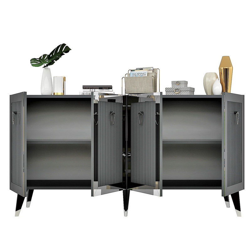 Olivia 40cm Console Table, Anthracite/Silver