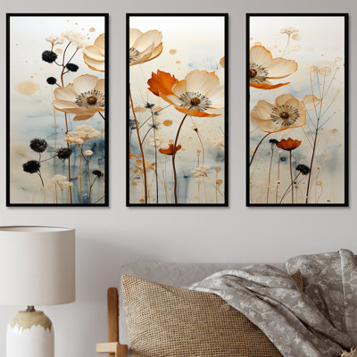 Minimalisme beige et pêche bleuets - ensemble de décorations murales bleuets