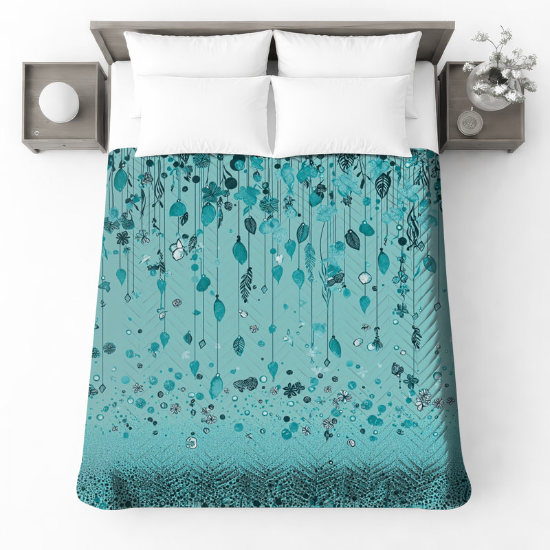 Couvre-lit matelassé à feuilles et fleurs suspendues toutes tailles, Très grand lit