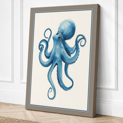 Blue Octopus Modern - Wrapped Canvas