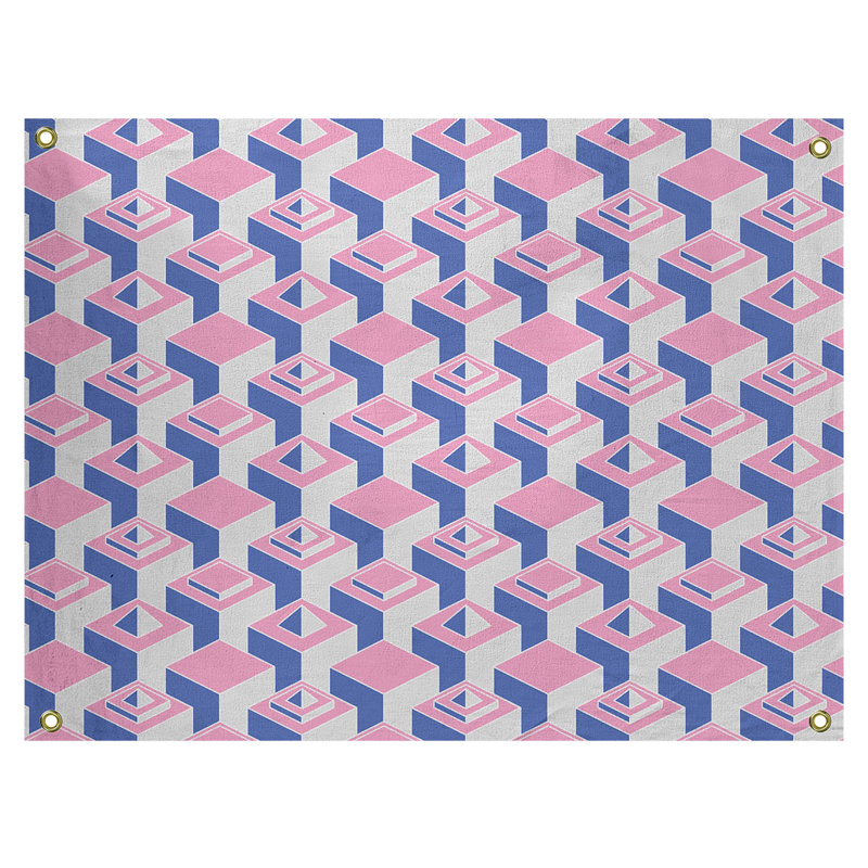 Tapisserie, H 26 po x l 36 po, Rose/bleu
