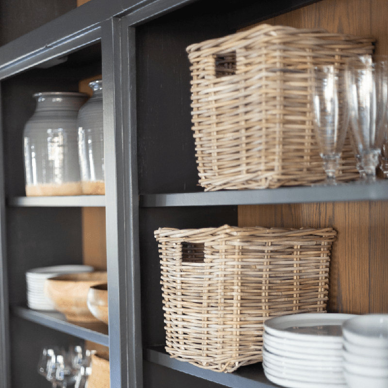 Grand panier de rangement en rotin, H 12 po x l 12 po x P 12 po