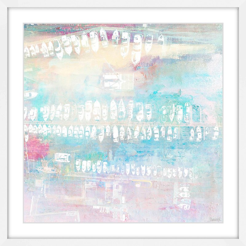 «Beaucoup de bateaux blancs» par Parvez Taj - reproduction encadrée sur papier, H 12 po x l 12 po