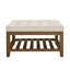 Table basse rembourrée, grand repose-pieds carré capitonné avec tablette, table de thé-734904770