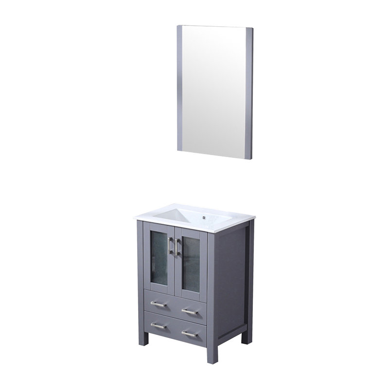 Petit meuble-lavabo avec plateau en céramique et miroir