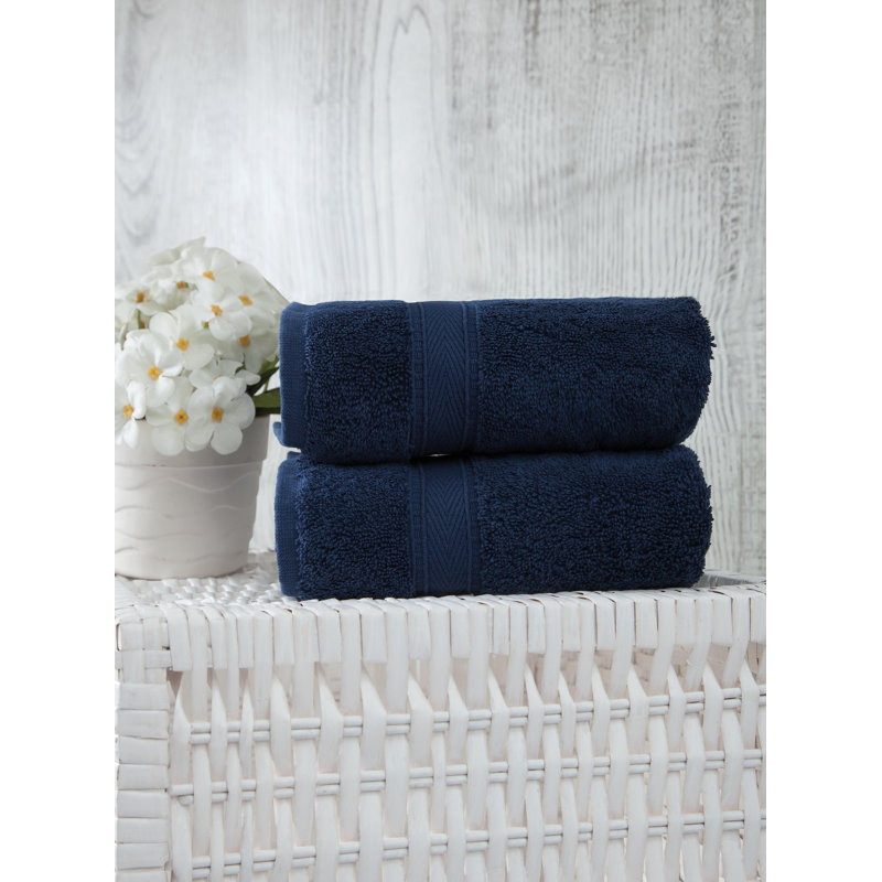 Dinis Turkish Cotton Hand Towel Set, Navy
