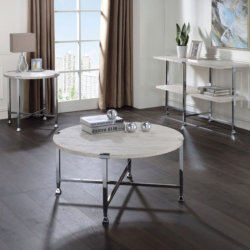 Table d'appoint contemporaine avec plateau en bois et finition en chêne blanc