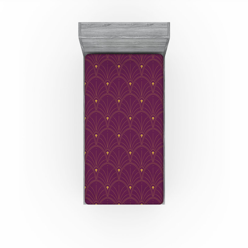  Drap-housse géométrique, Drap-housse de taille simple, Plum/Sand Brown