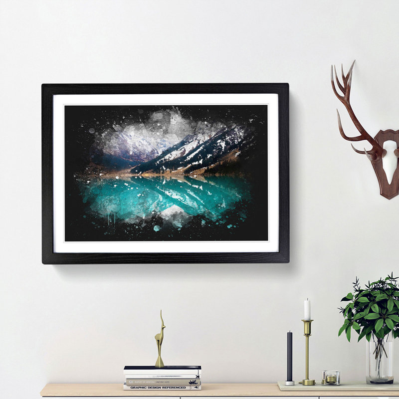 The Almaty Lake in Kazakhstan - Picture Frame Graphic Art Print, Black Framed, 33cm H x 45cm W x 2cm D