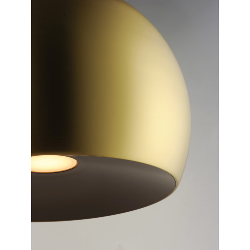 Luminaire suspendu en forme de dôme à 1 lumière DEL Nelle, H 14,5 po x l 19,75 po x P 19,75 po, Laiton satiné / café