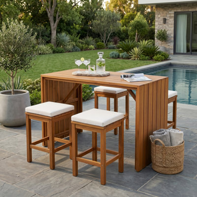 Ensemble de 5 barres de patio en bois d'acacia naturel