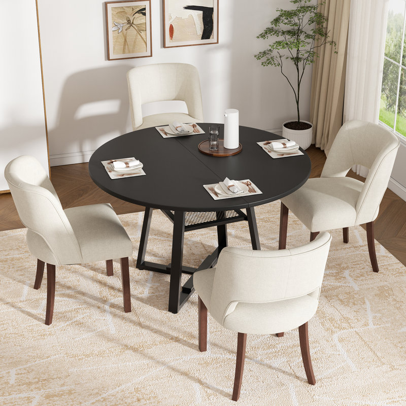 Upholstered Solid Wood Dining Side Chair, Beige