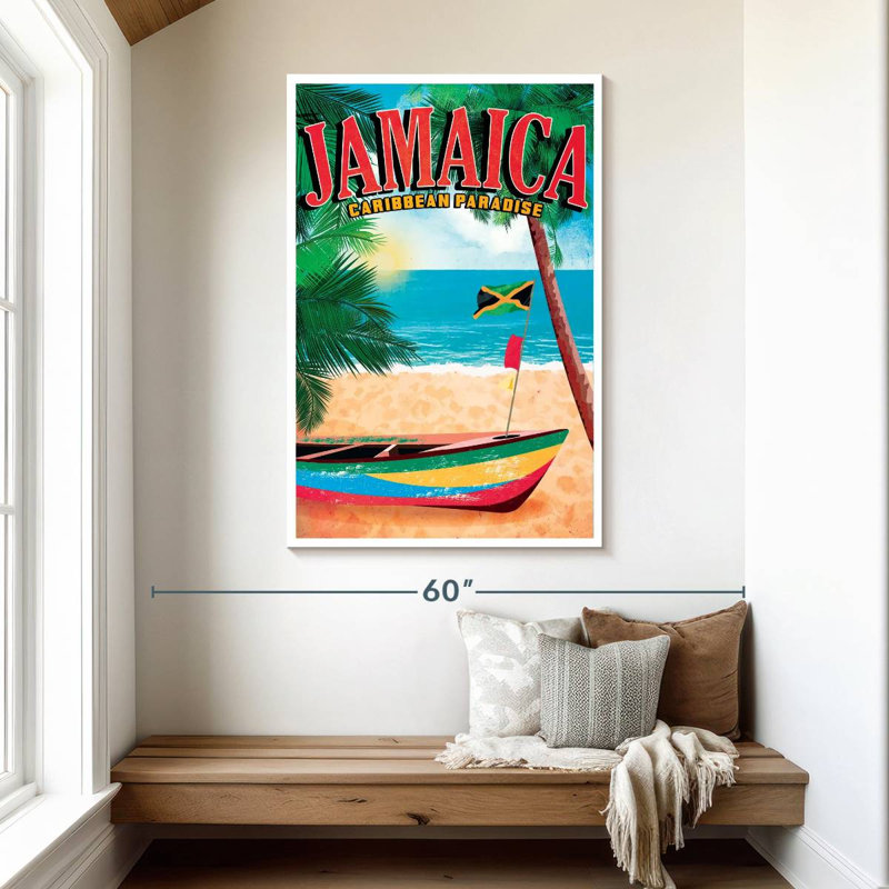 Affiche rétro de la Jamaïque, H 48 po x l 32 po
