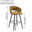 Ensemble de 2 tabourets de bar en velours avec pieds en fer noir, tabourets de comptoir modernes pour îlot de cuisine-444686493