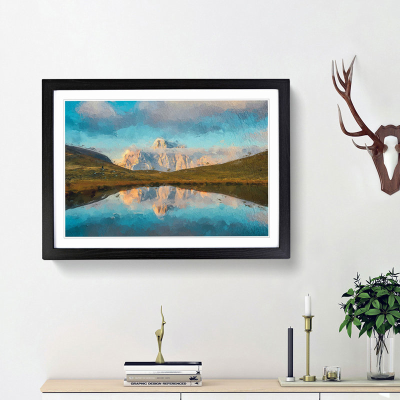 Lago delle Baste Mountain in Italy - Picture Frame Painting Print, Black Framed, 27cm H x 36cm W x 2cm D