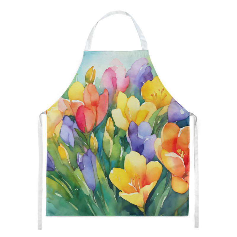 Floral Bib Apron, Vibrant Freesias