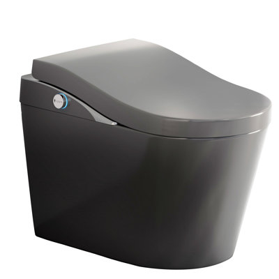 Modern Toilet With Bidet, Automatic Open And Close, Auto Flush, Heated Seat Adjustable Temperature, Warm Water Wash, Nozzle Positions - Grey, Siphonic Jet Flushing Bidet Open/Close, Seat, Foam
