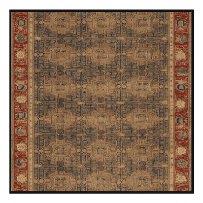 Tapis art déco brun lavable à la machine