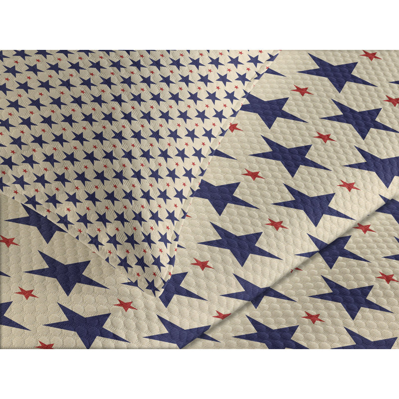 Ambesonne Star Bedspread Set Grunge Themed Pattern Navy Blue Beige Red, 30 cm H x 20 cm W