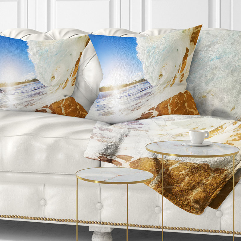 Coussin lombaire sandy océan crashing, Carrée 18 po x 18 po