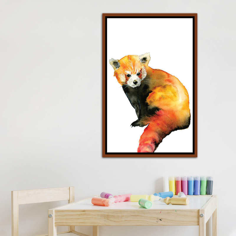 Art panda, H 40 po x l 26 po x P 1,5 po, Toile avec cadre en bois brun