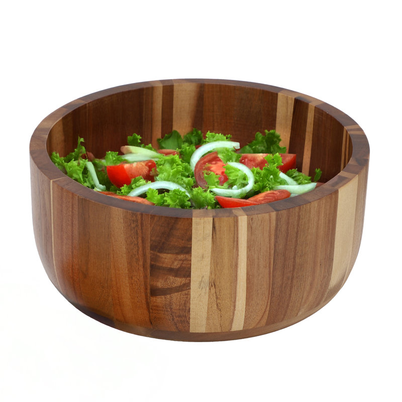 Grand grand bol à salade rond en bois d'acacia de 10,5 pouces