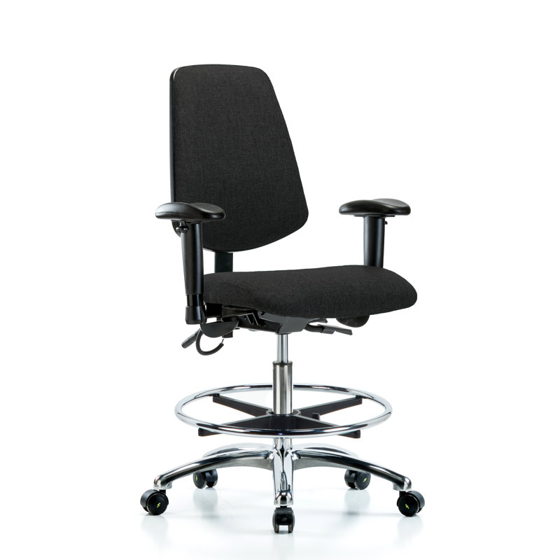 Deasia ESD Fabric Drafting Chair, Black, Casters, Included