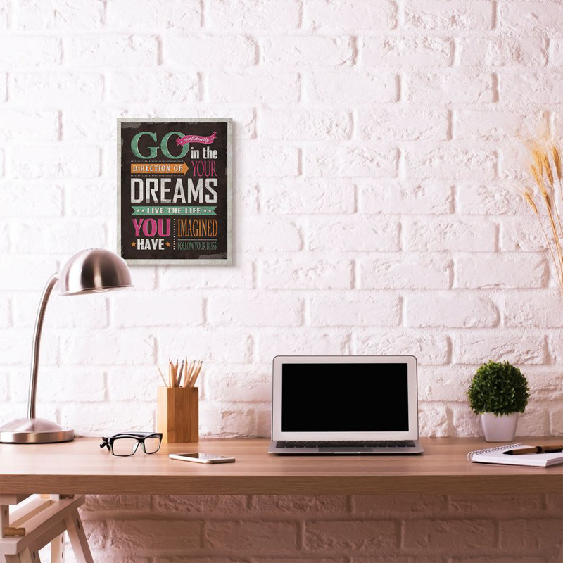 «Go Confidently Inspirational Vintage Word Design» par Ester Kay - reproduction d'art textuel sur toile, Toile tendue