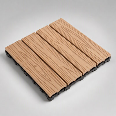WPC Interlocking Deck Tiles 25-Piece Set - Durable, Water-Resistant, and Easy to Install for Outdoor Spaces