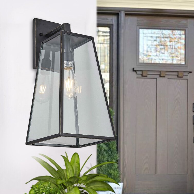 Georgina 1-light Imperial Black Outdoor Wall Lantern With Clear Tempered Glass Shade, 1pc