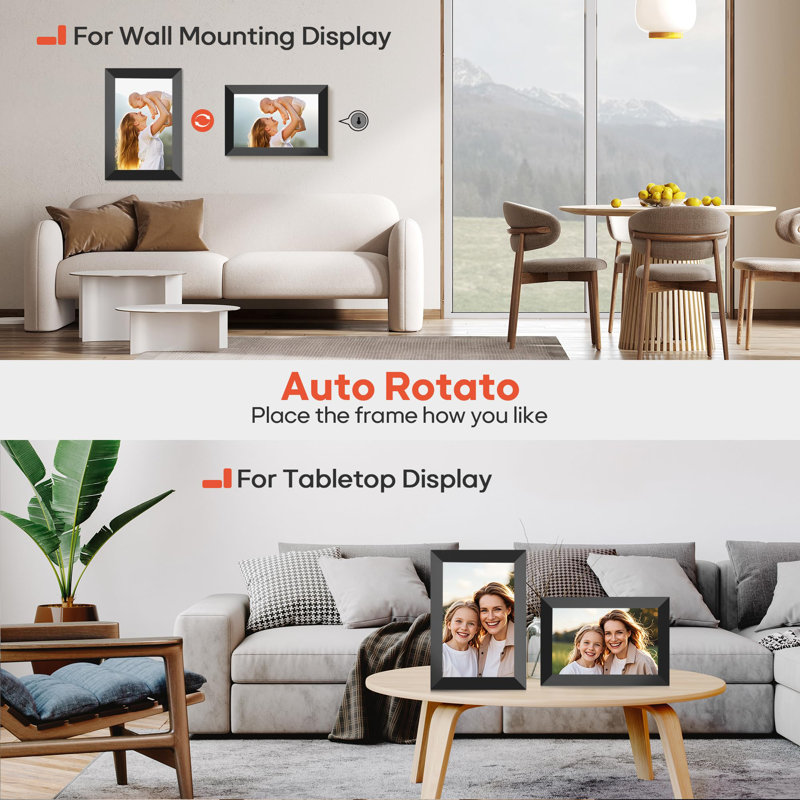 Wifi Digital Picture Frame, 1280X800 HD IPS Touch Screen Photo Frame Electronic, 32GB Memory, Auto-Rotate, Wall Mountable, Share Photos/Videos Instantly Via App From Anywhere