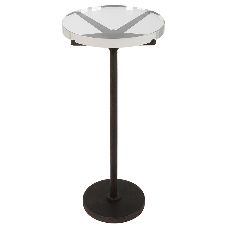 Table de bout à piédestal en verre de 24,75 po de hauteur Eglantina