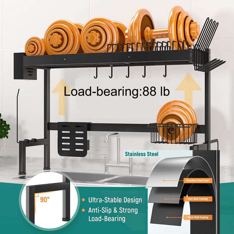 Adjustable Stainless Steel Two Tier Dish Rack