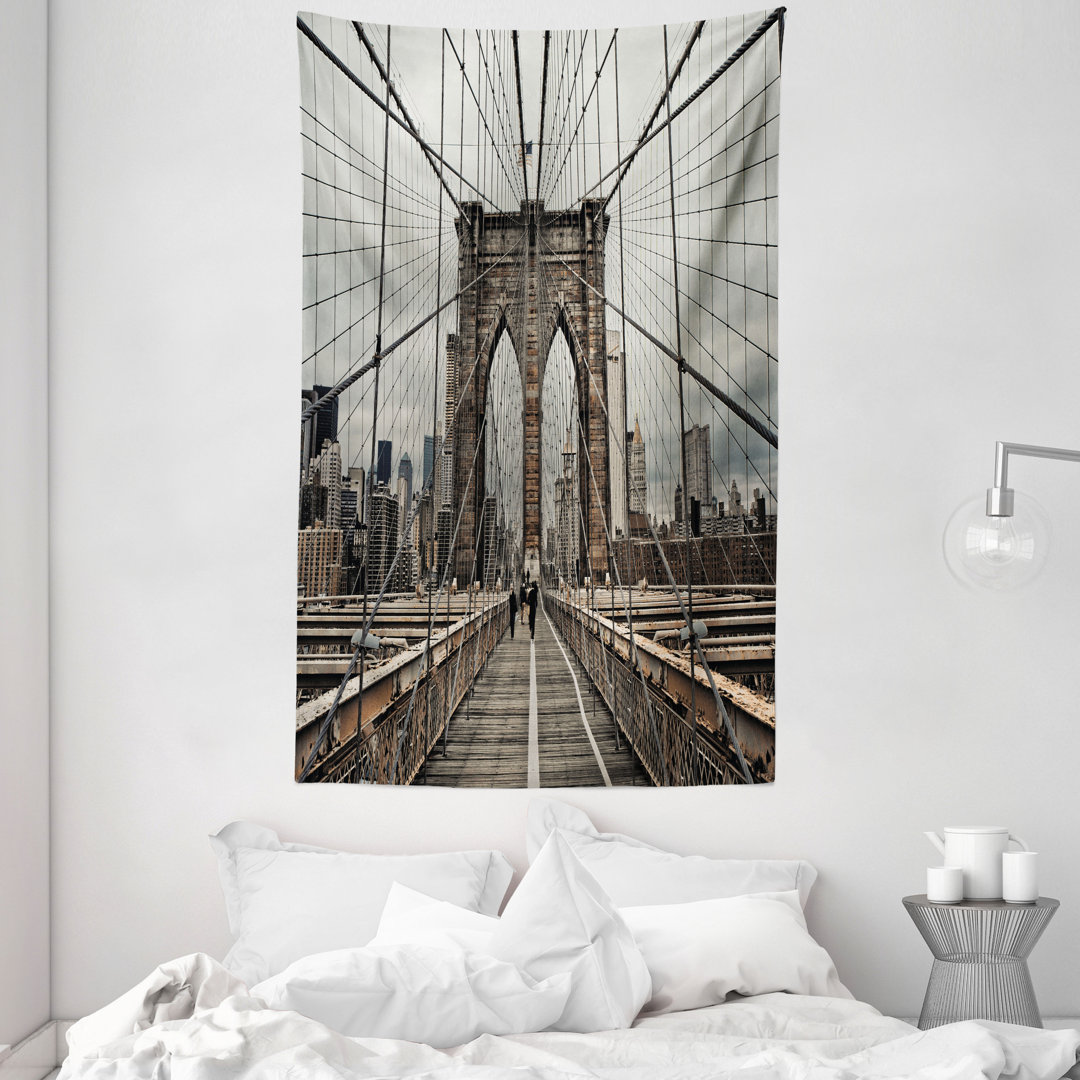 Wandteppich, Brooklyn Bridge Sight, Beige Braun