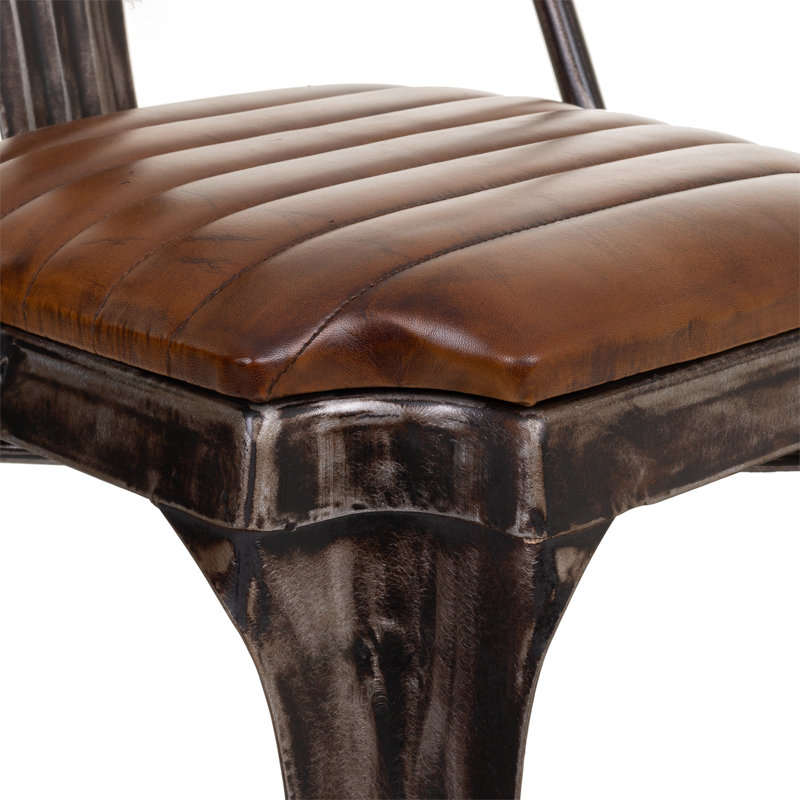 Aaronn Upholstered Metal Side Chair in Brown