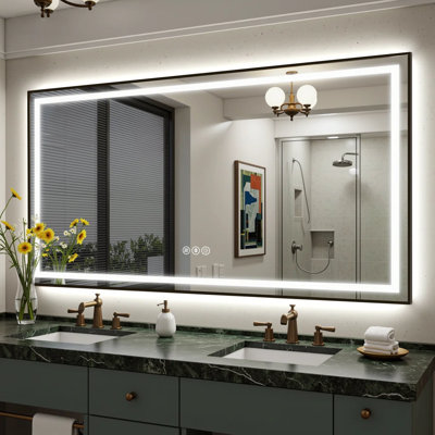 Adorna UL Certified Dimmable LED Bathroom Mirror with 3-Color Lighting, Anti-Fog & Sleek Black Frame