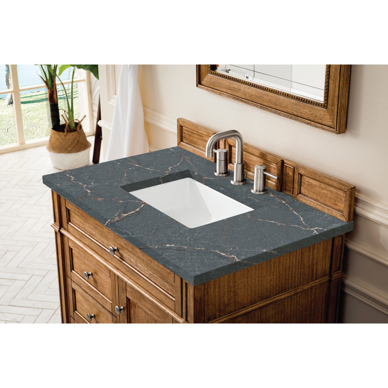 Brittany 36'' W Single Vanity, Saddle Brown, Parisien Bleu, 8" Widespread
