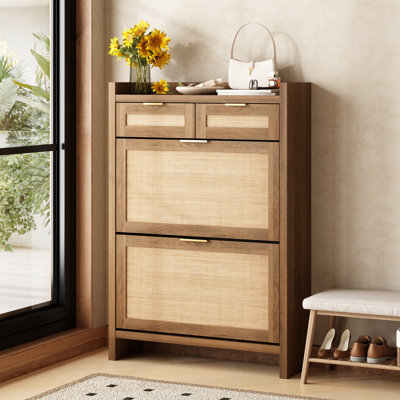 Ciauna 16 Pair Shoe Storage Cabinet with 2 Storage Drawer