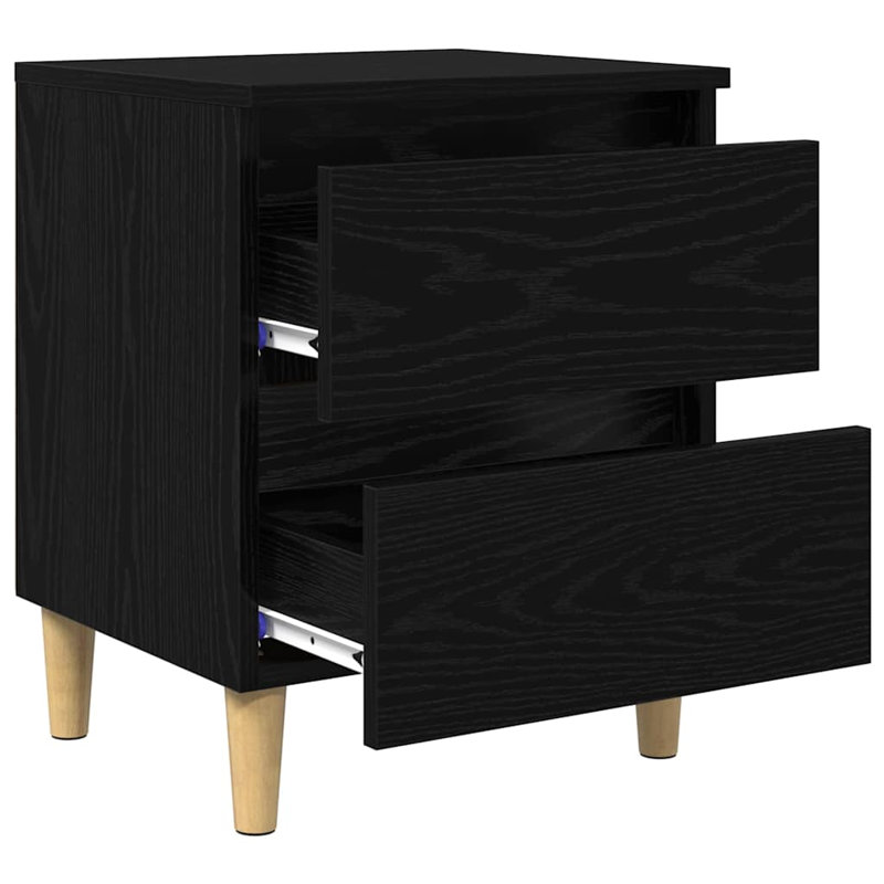 40cm W Manufactured Wood Bedside Table, Black Oak