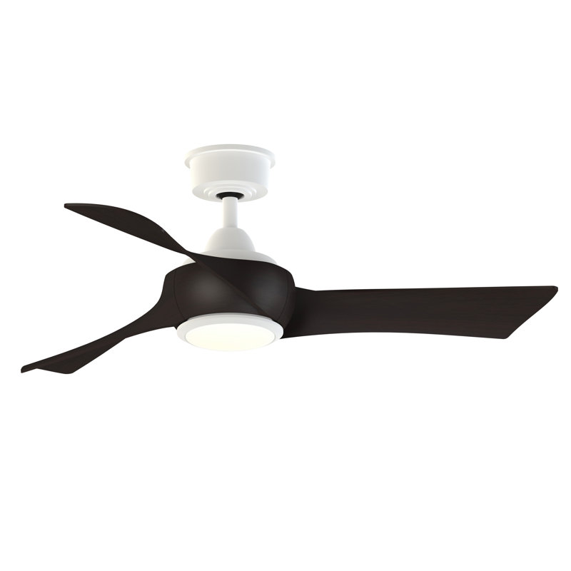 Wrap Custom 44 inch Indoor/Outdoor Ceiling Fan with LED CCT Select Light Kit - Matte White with Dark Walnut blades
