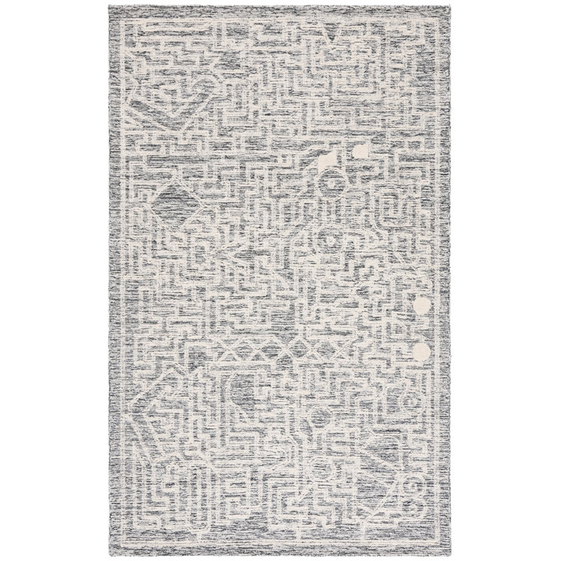 Lalania Hand Tufted Wool Pile Southwestern Rug, Rectangle 6' x 9'