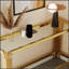 Console en verre trempé double couche supérieure et inférieure avec cadre en acier inoxydable à finition miroir pour un décor moderne