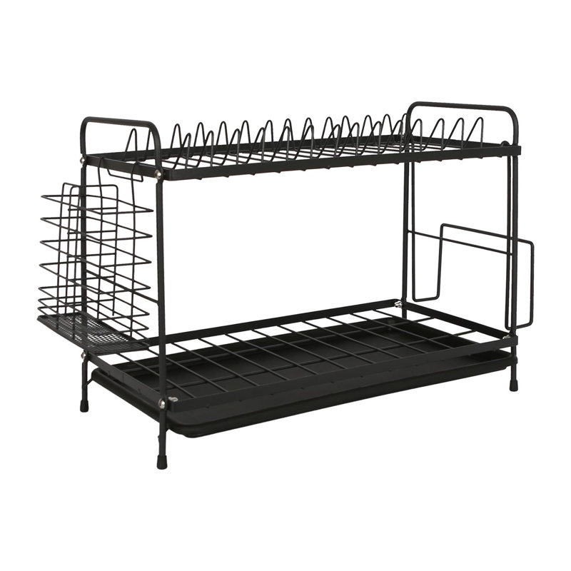 Harbour Housewares Metal 2-Tier Dish Drainer Rack with Drip Tray