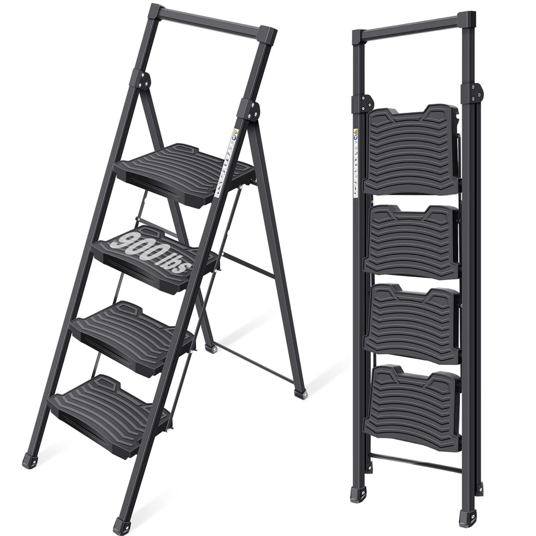 4 - Step Iron Lightweight Folding Step Ladder