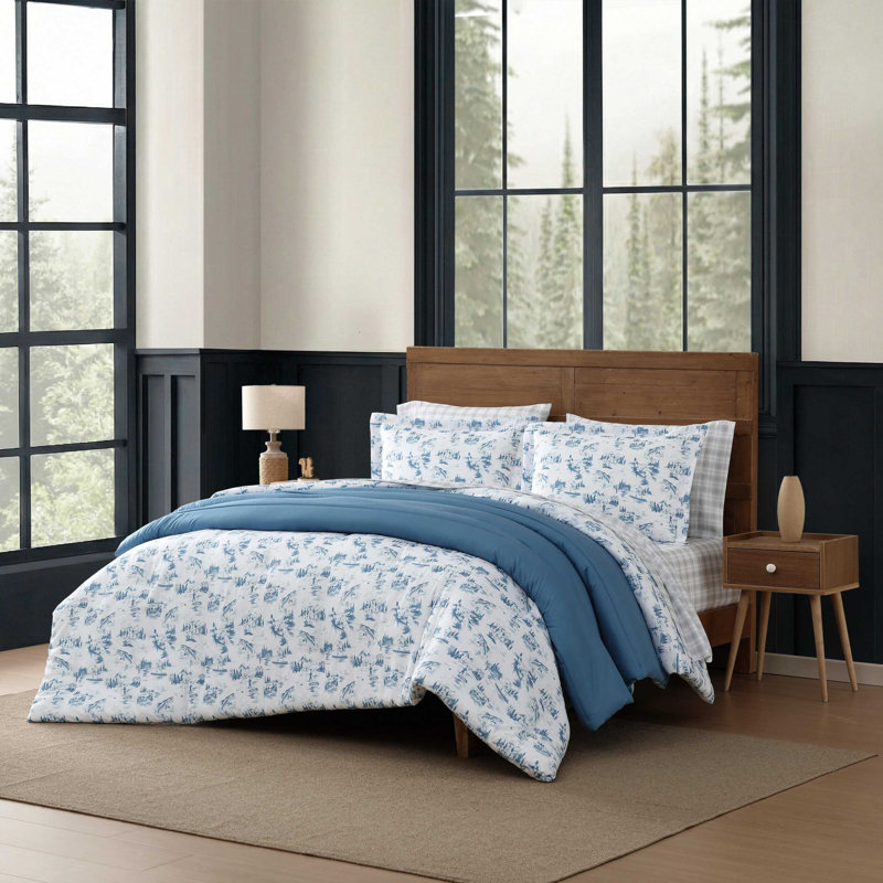 Ensemble d'édredon bleu Eddie Bauer, Édredon pour grand lit + 2 taies décoratives