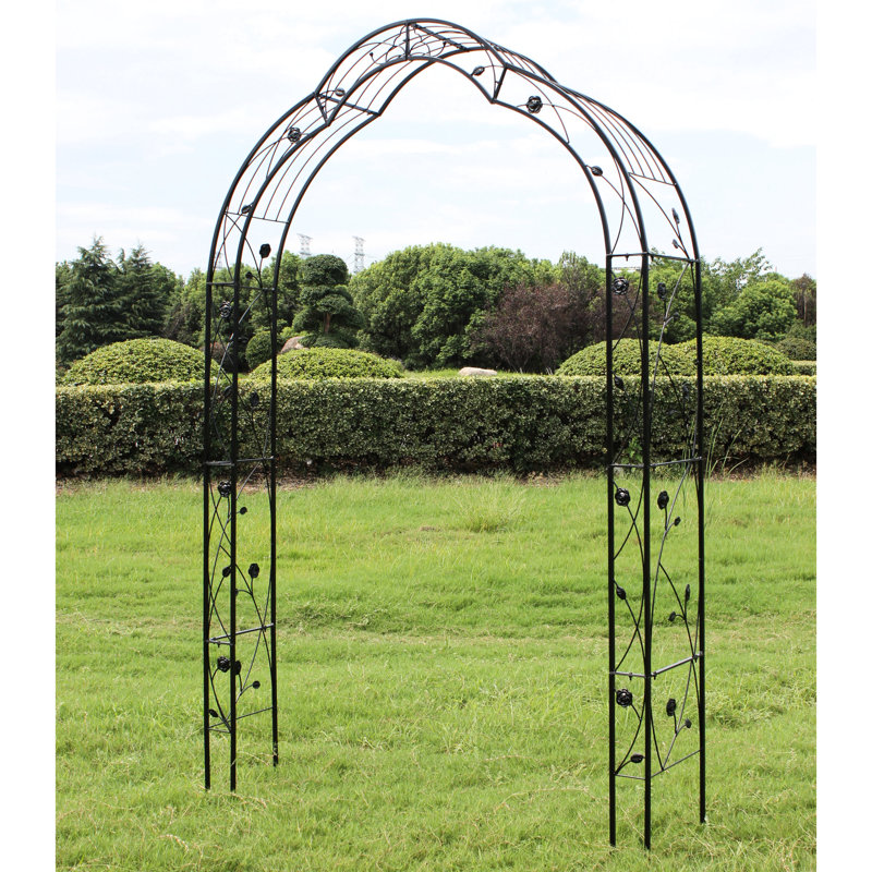 Treillis de jardin en métal - surface lisse, 0,63 po Diamètre du tuyau, arche noire, diverses plantes de soutien, profondeur de l'emballage de 30,7 po, couleur
