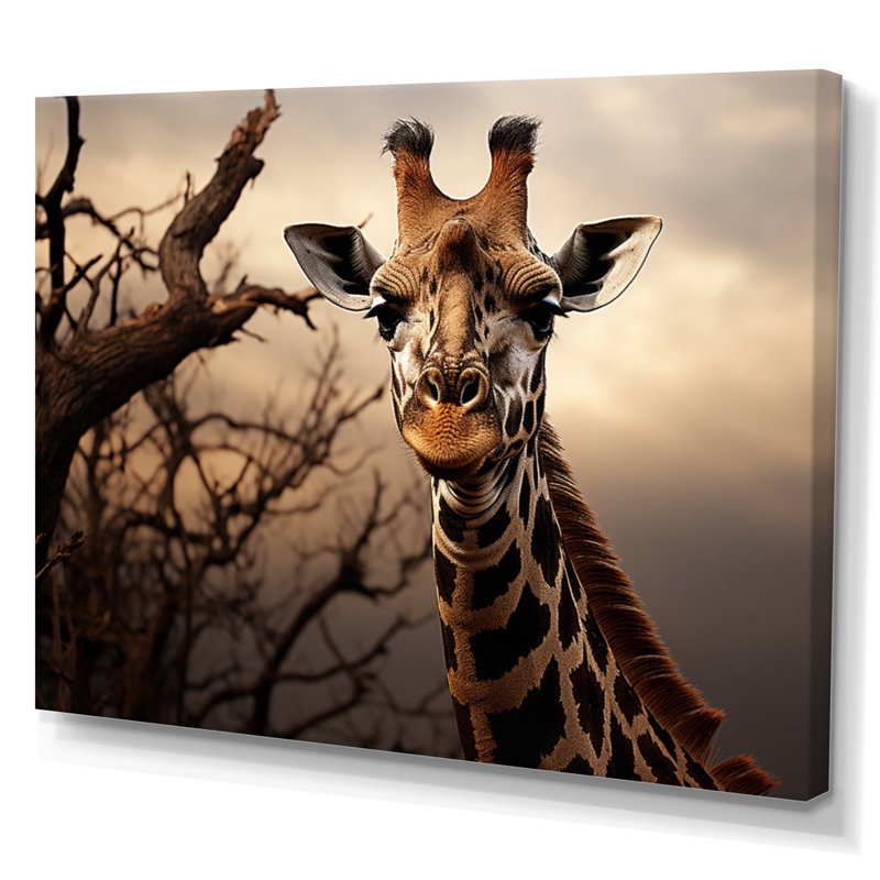 «Afrique Giraffes Towering Presence - Art africain», reproduction d'art sur toile encadrée, H 30 po x l 40 po x P 1,5 po