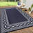 9x18ft FT Black Blue/White Waterproof Reversible Outdoor Rug, Modern Geometric Edge Plastic Straw Mat, UV Resistant Easy Clean Foldable Carpet for Deck Porch RV Balcony Camping Picnic Beach-1106569343-1106569341