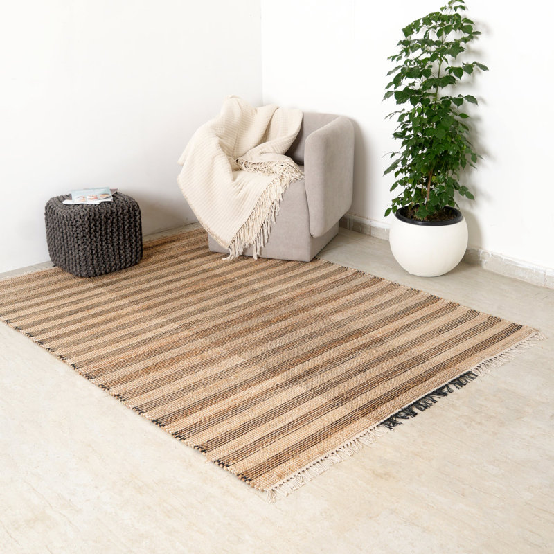 Striped Hand Woven Area Rug, Rectangle 200 x 300 cm
